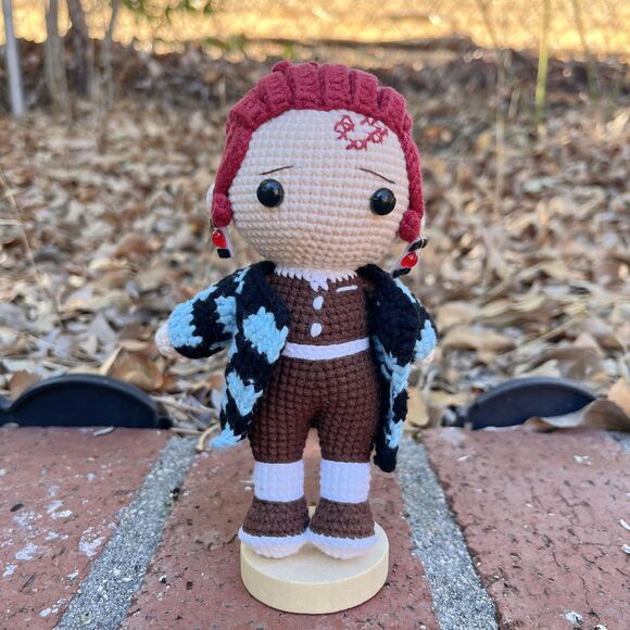 Demon Slayer Tanjiro Kamado crochet doll — handmade Demon Slayer amigurumi plush - Picture 1 of 8